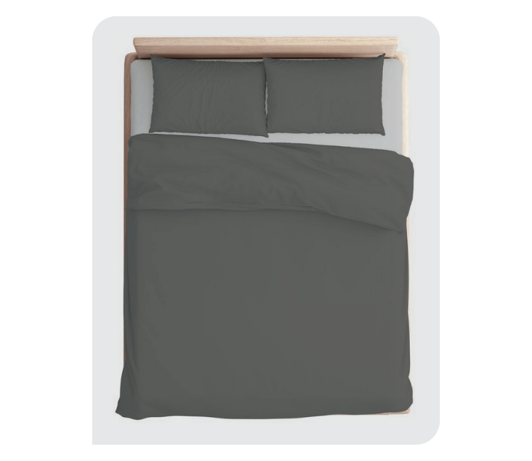 DYED 07: DARK GULL GREY Bedsheet with 2 pillow cover